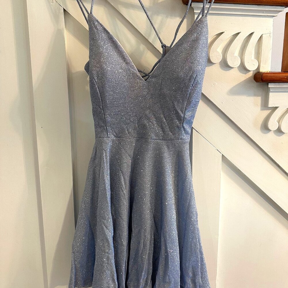 ✨ NWT Windsor Light Blue Glitter Mini Dress - Size XL - Perfect for Party Season
